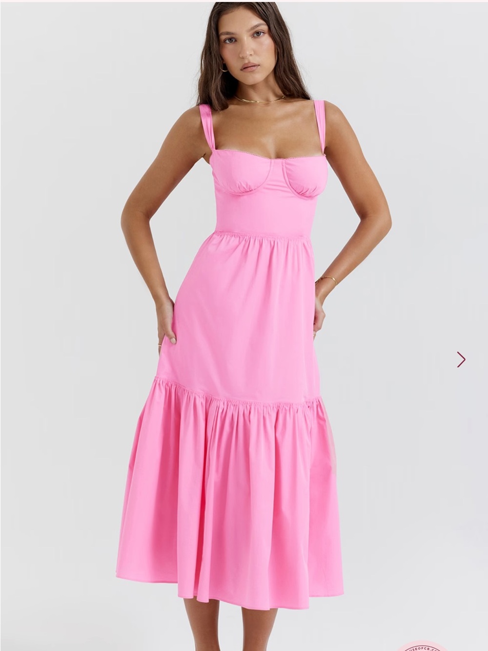 House of CB Pink Square-Neck Midi Dress